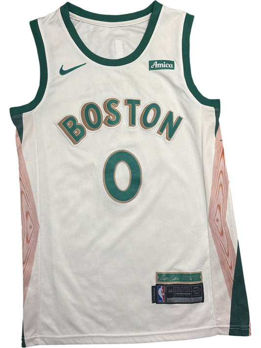 Vintage White Nike Basketball Jersey Tatum 0 Boston Celtics (XL)