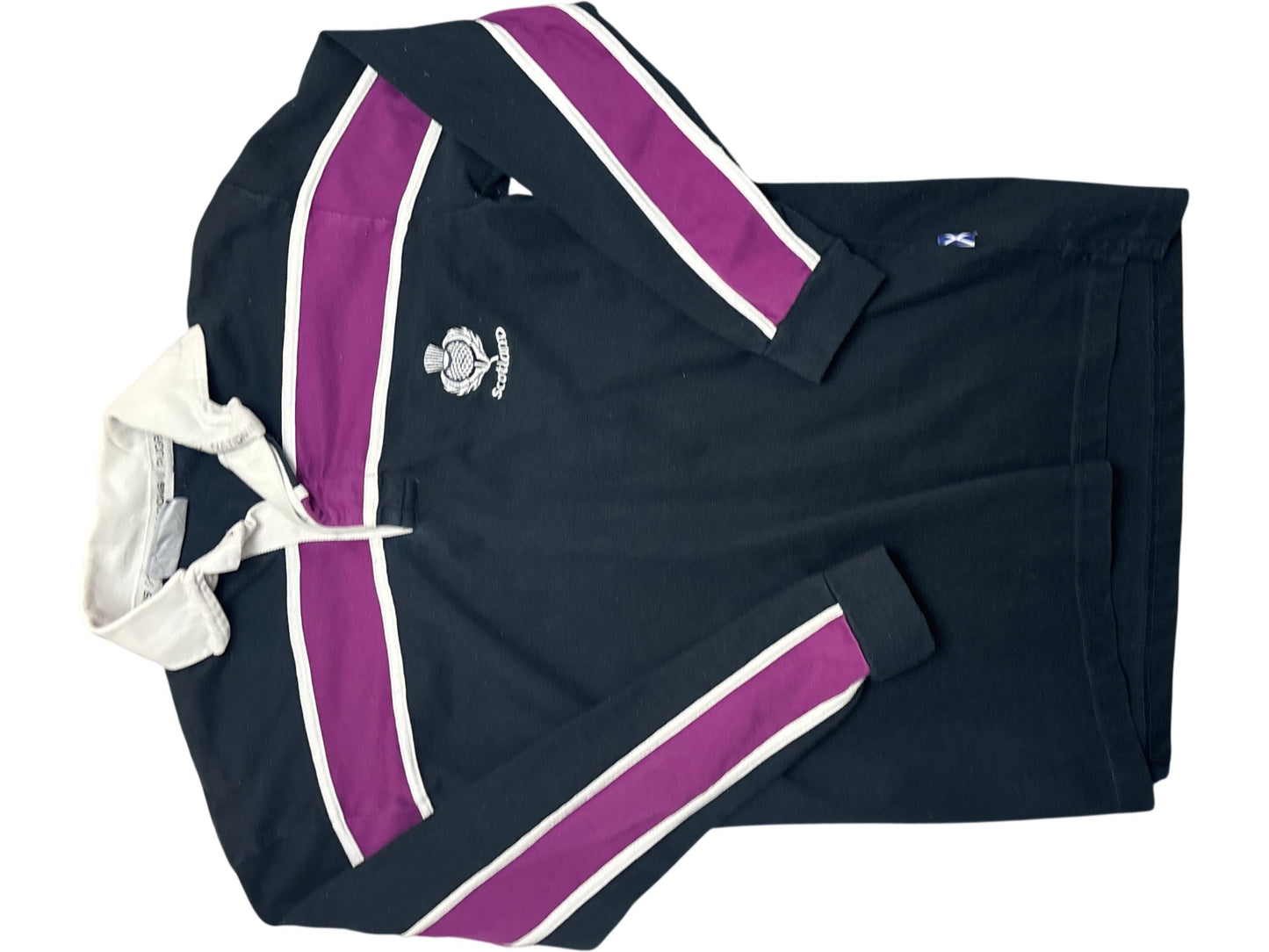 Vintage Navy Scotland Rugby Polo Shirt 90s (S)