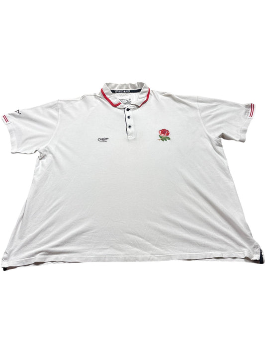 Vintage White Rugby Polo Shirt England Sports XXXX ()