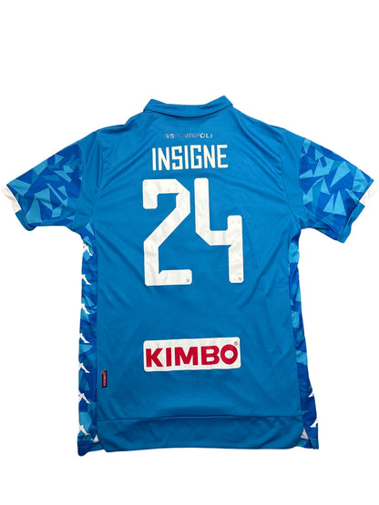Vintage Blue Kappa Napoli Football Jersey Insigne 24 2018 (M)