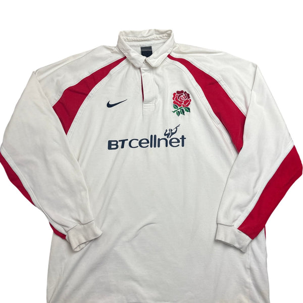 Vintage White Nike Rugby Shirt England BT Cellnet (L)