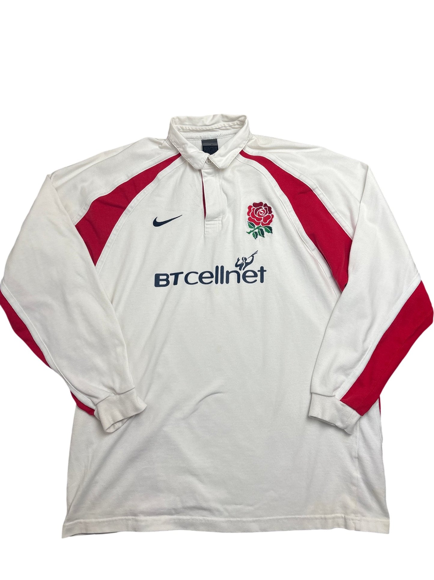Vintage White Nike Rugby Shirt England BT Cellnet (L)