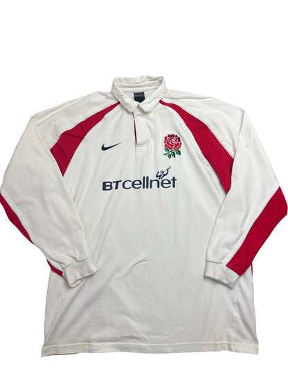 Vintage White Nike Rugby Shirt England BT Cellnet (L)