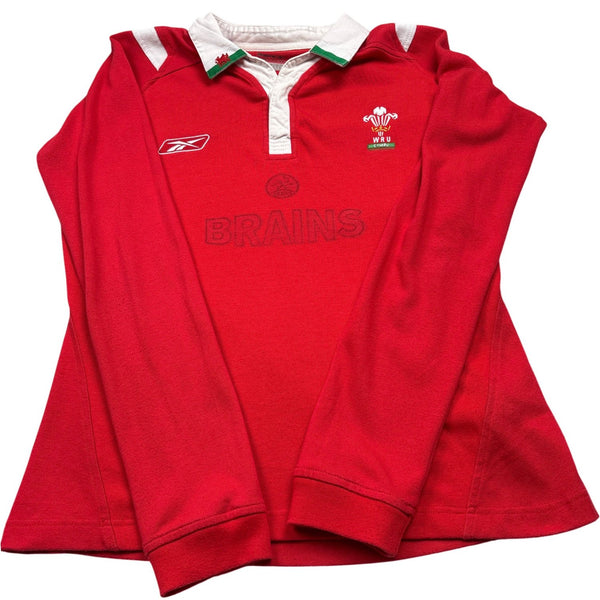 Vintage Red Reebok Rugby Jersey WRU Brains (M)