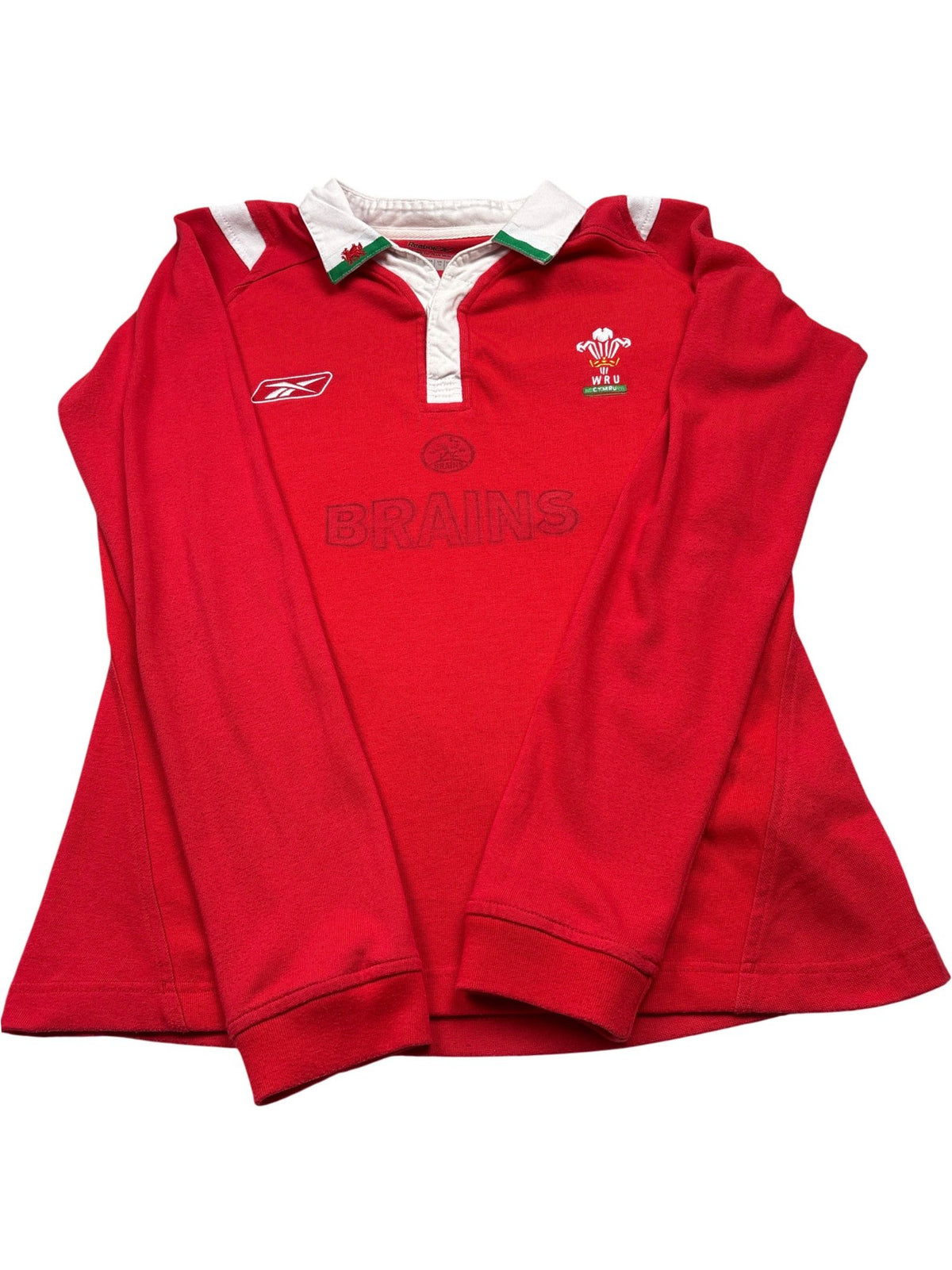 Vintage Red Reebok Rugby Jersey WRU Brains (M)