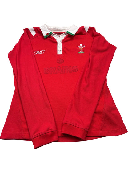 Vintage Red Reebok Rugby Jersey WRU Brains (M)