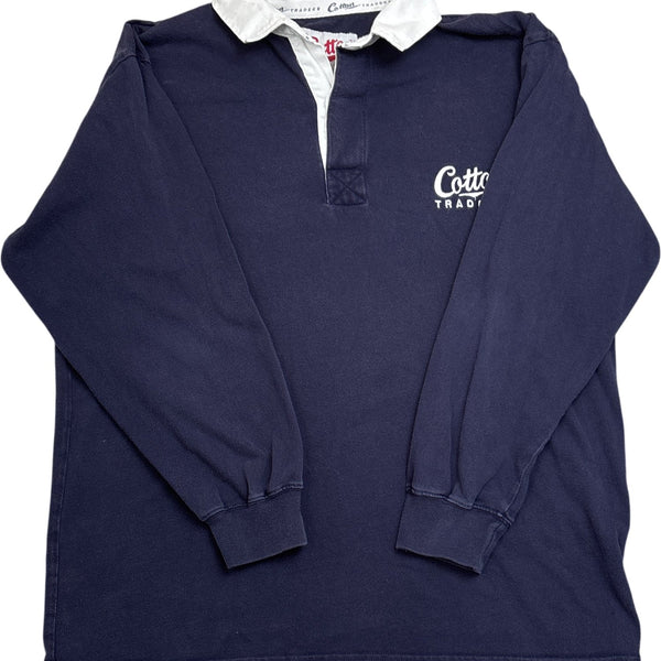 Vintage Navy Cotton Traders Rugby Shirt L ()