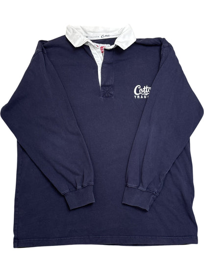Vintage Navy Cotton Traders Rugby Shirt L ()