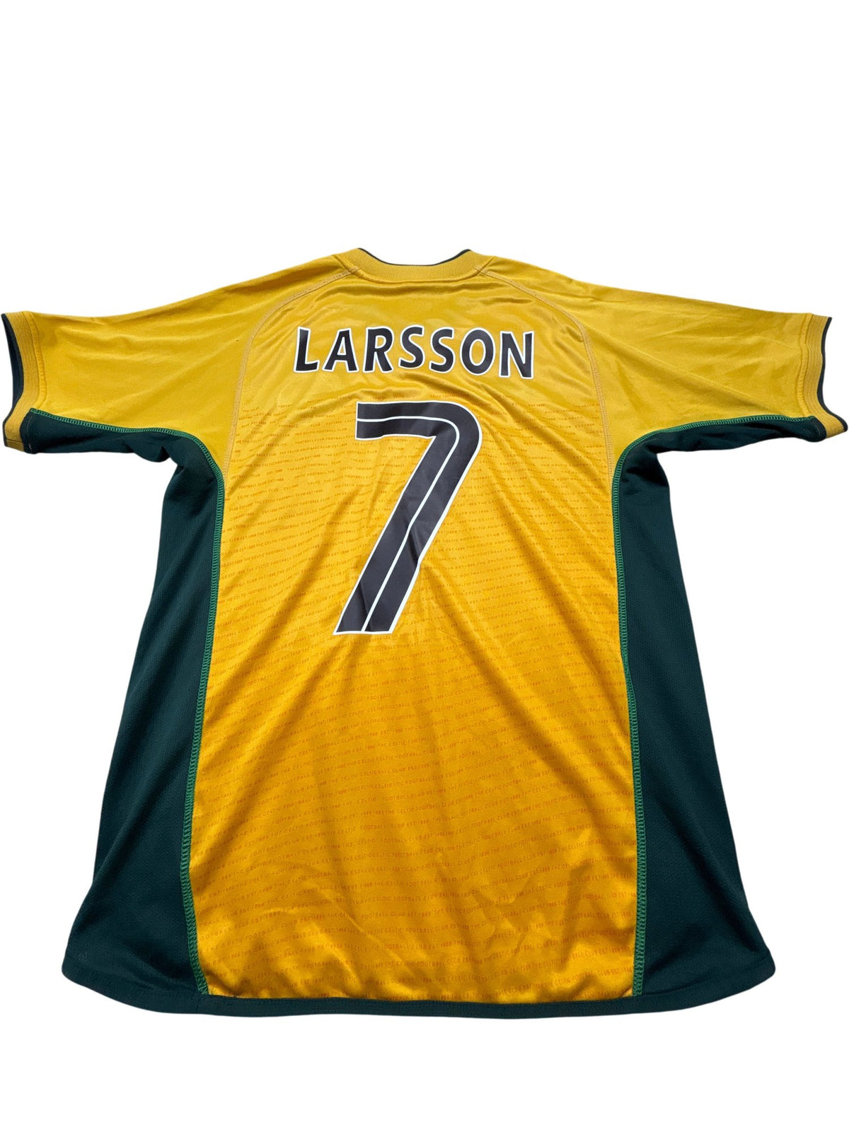 Vintage Yellow Umbro Celtic FC Shirt Larsson 90s (M)
