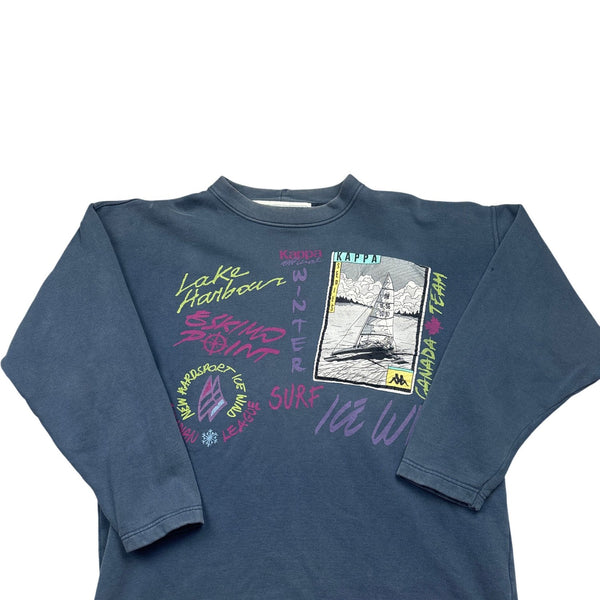 Vintage Blue Kappa Sweatshirt Winter Theme (XL)