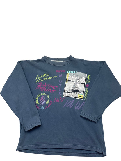 Vintage Blue Kappa Sweatshirt Winter Theme (XL)