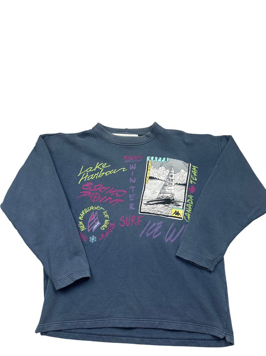 Vintage Blue Kappa Sweatshirt Winter Theme (XL)