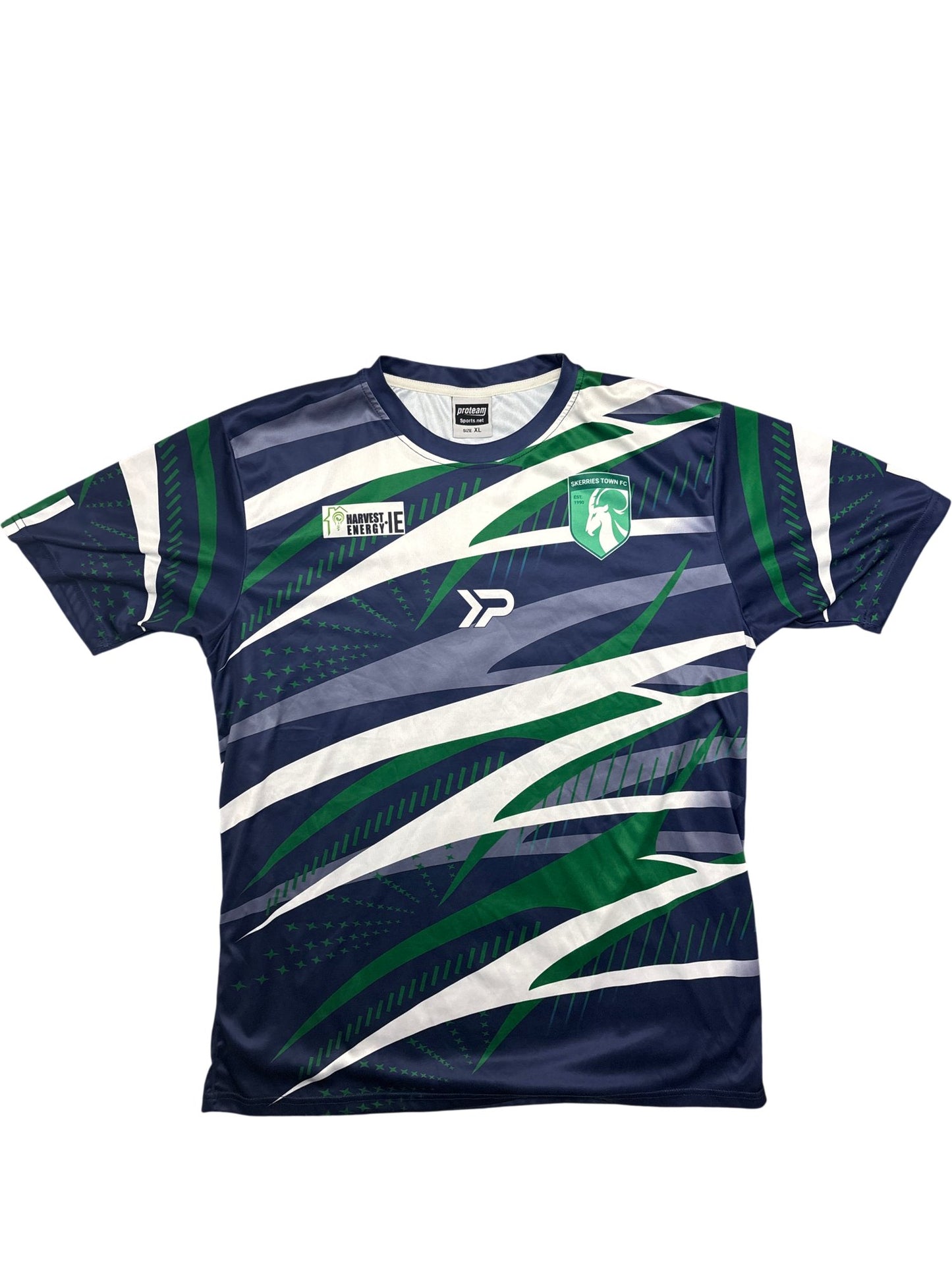 Vintage Blue Soccer Jersey College Dublin Team Shirt (XL)