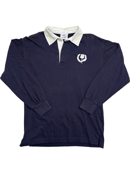 Vintage Navy Rugby Shirt Thistle Emblem (M)