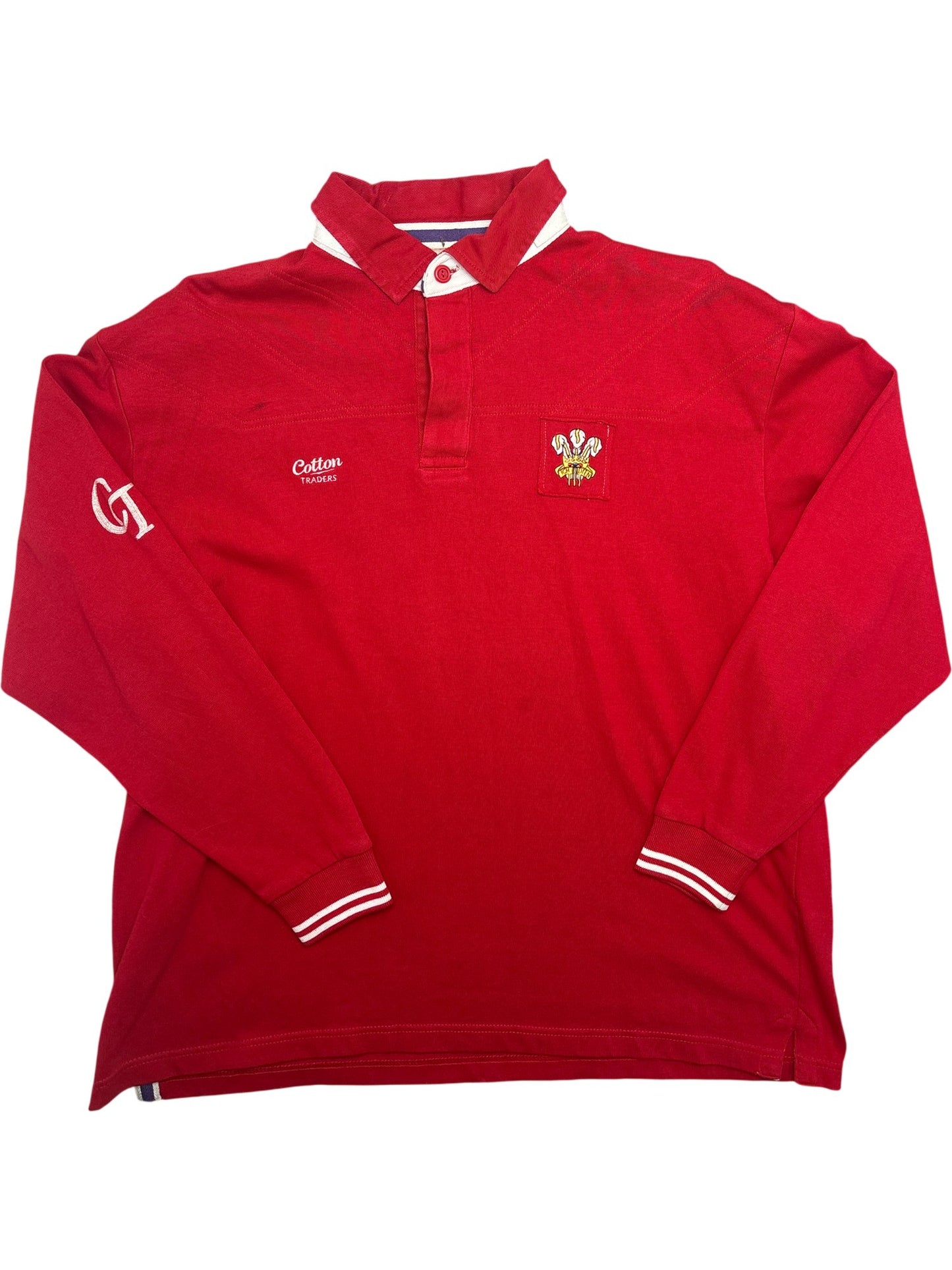 Vintage Red Cotton Traders Rugby Shirt Wales (XXL)