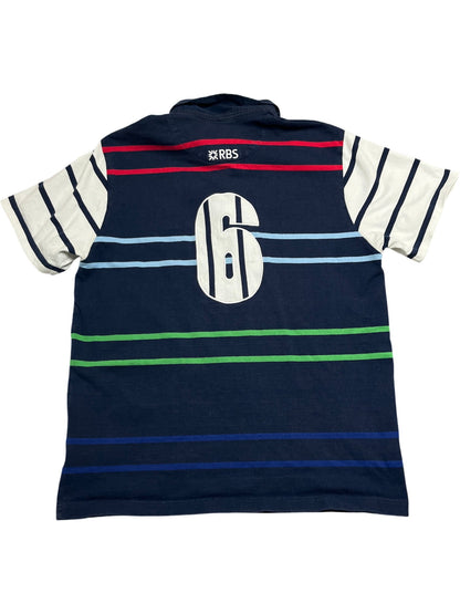 Vintage Navy Canterbury Rugby Polo Shirt 6 Nations Striped (S)