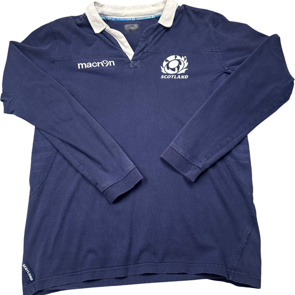 Vintage Navy Macron Rugby Jersey Scotland (XL)