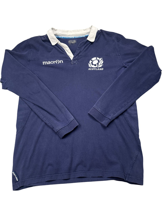 Vintage Navy Macron Rugby Jersey Scotland (XL)