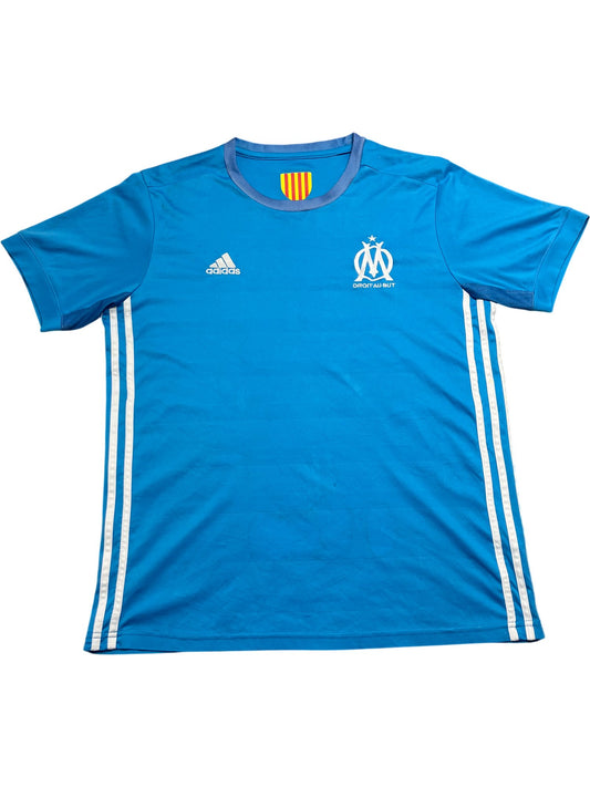 Vintage Blue Adidas Marseille T-Shirt Football (M)