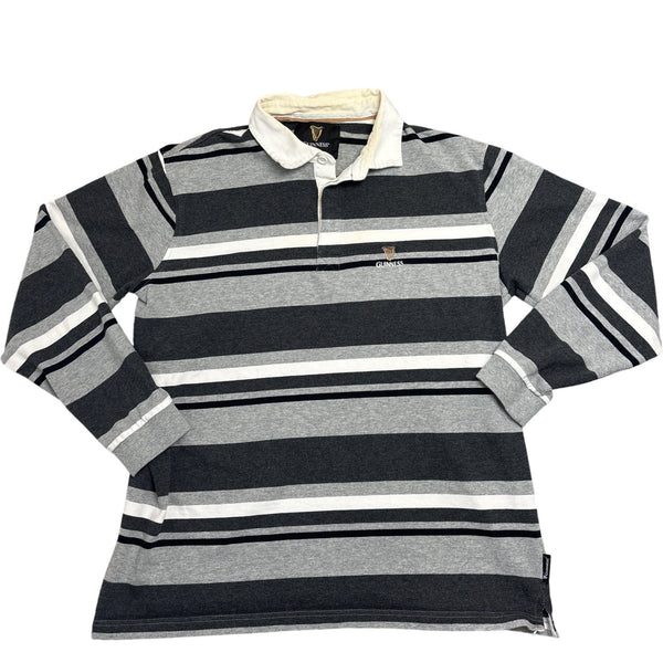 Vintage Grey Guinness Rugby Shirt Striped (L)