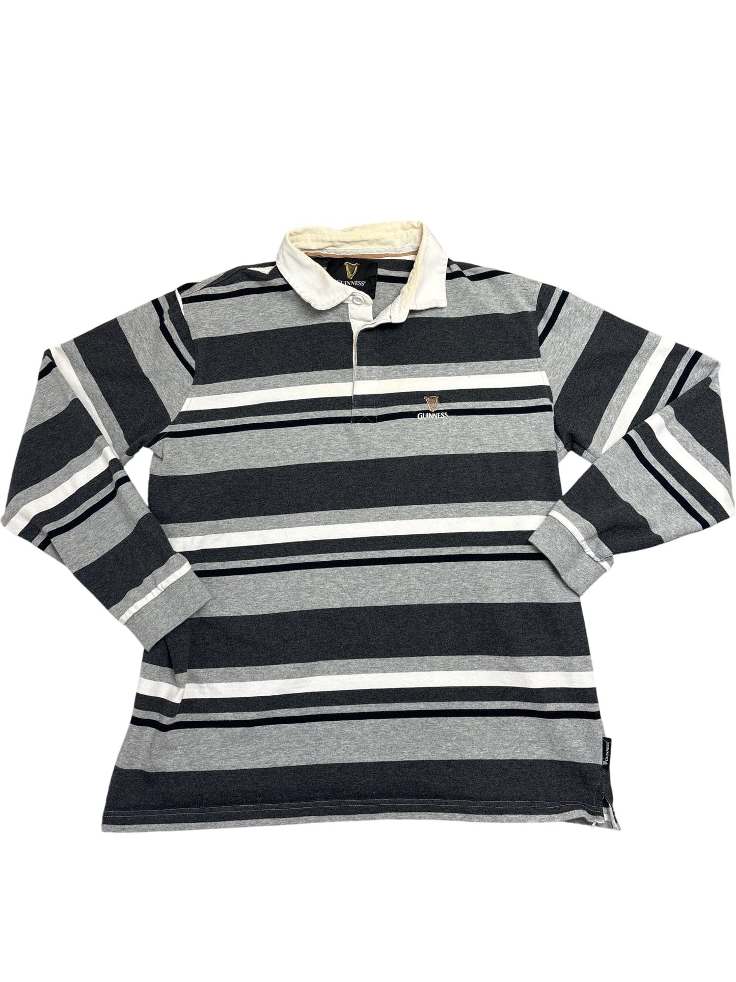 Vintage Grey Guinness Rugby Shirt Striped (L)