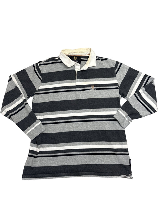 Vintage Grey Guinness Rugby Shirt Striped (L)