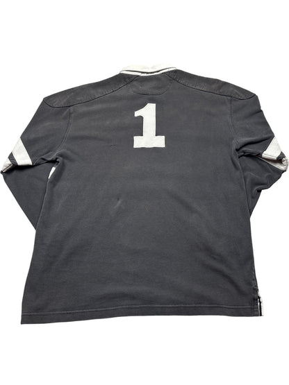 Vintage Black Cotton Traders Rugby Shirt New Zealand (L)