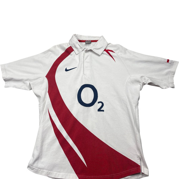 Vintage White Nike Rugby Shirt England O2 (L)