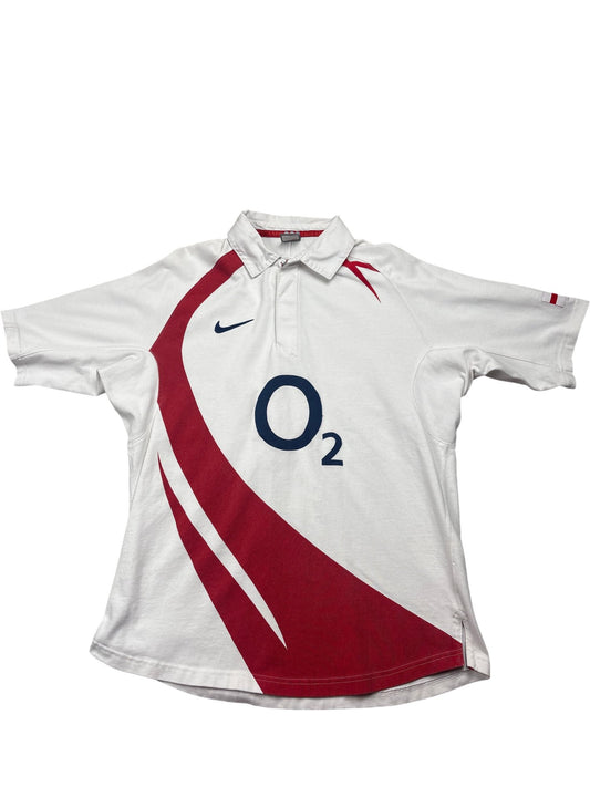 Vintage White Nike Rugby Shirt England O2 (L)