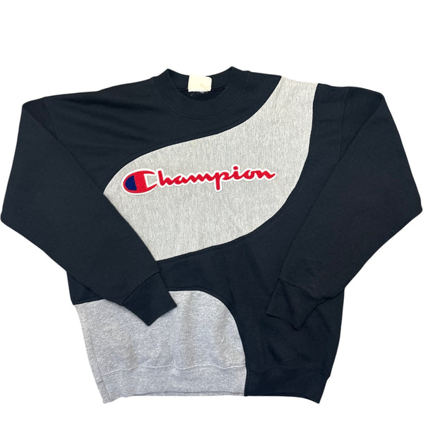 Vintage Black Grey Champion Sweatshirt (L)