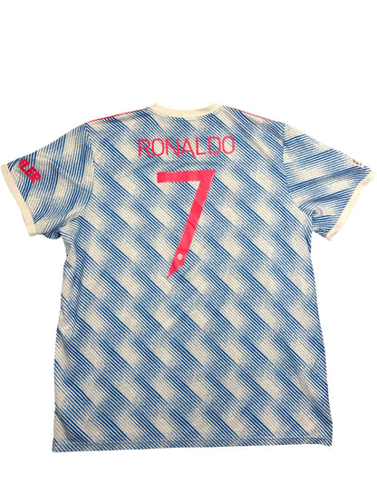 Vintage Blue Adidas Manchester United Jersey Ronaldo (XXL)