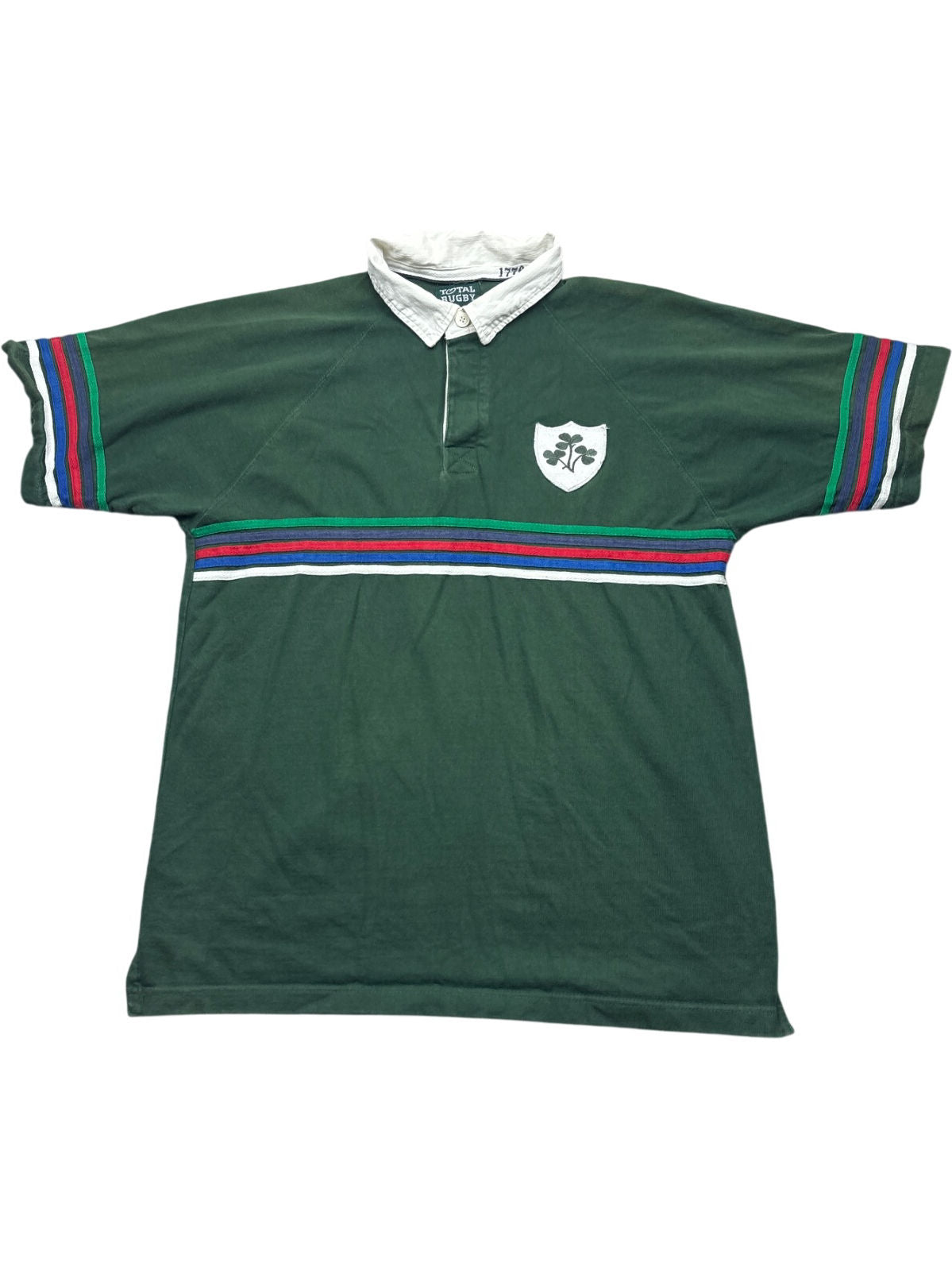 Vintage Green Triple Stripe Rugby Polo 1776 (XL)