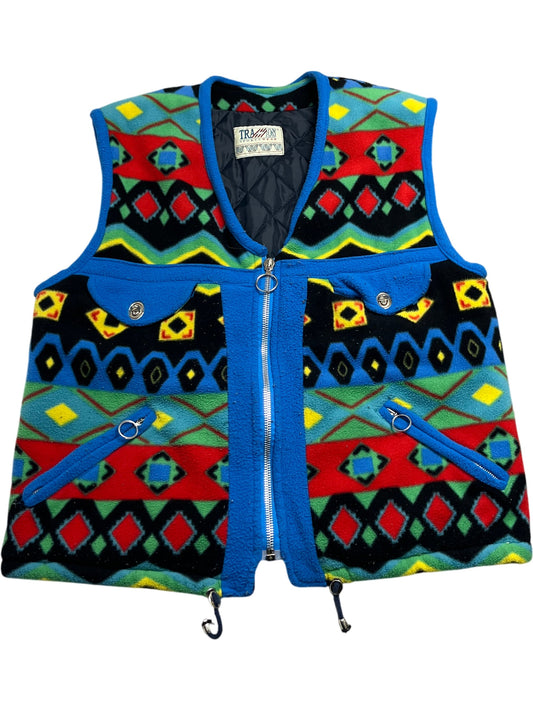 Vintage Multicolor Train Quilted Vest XL (XXL)