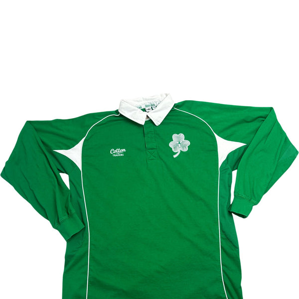 Vintage Green Cotton Traders Rugby Shirt (XL)
