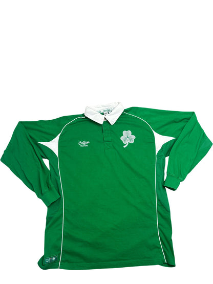 Vintage Green Cotton Traders Rugby Shirt (XL)