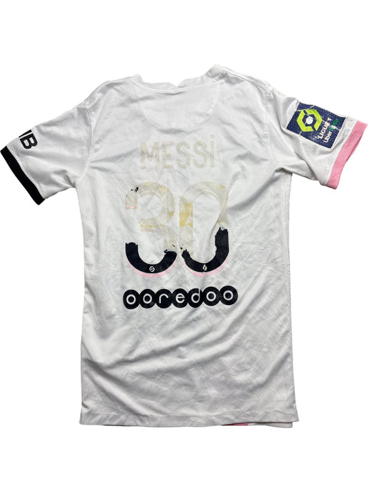 Vintage White Nike Paris St Germain Football Shirt Messi (S)