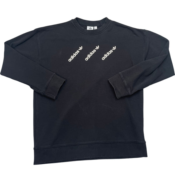 Vintage Black Adidas Crewneck Sweatshirt 90s (M)