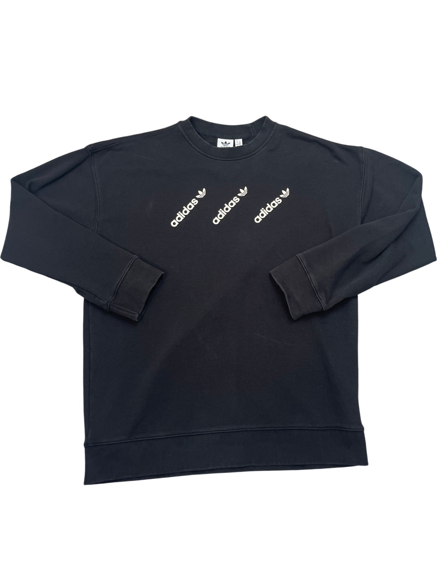 Vintage Black Adidas Crewneck Sweatshirt 90s (M)