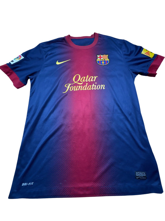 Vintage Blue Nike FC Barcelona Jersey Messi 2012 (M)
