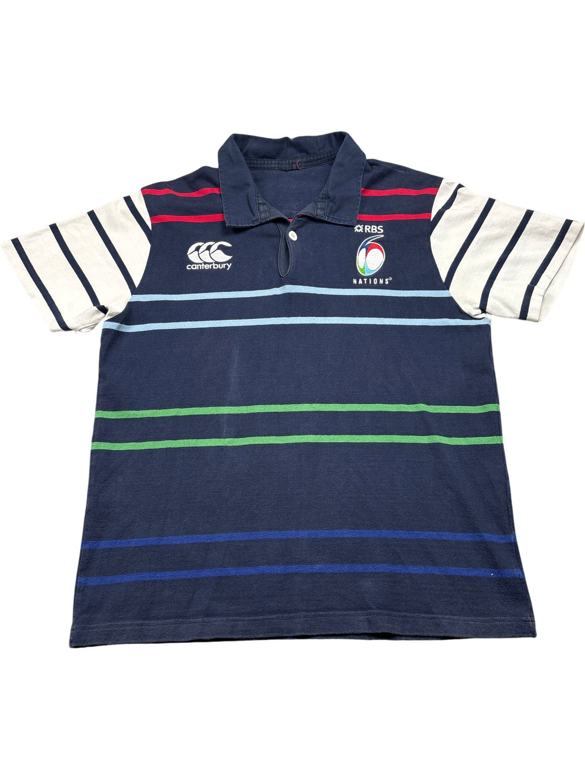 Vintage Navy Canterbury Rugby Polo Shirt RBS 6 Nations (M)
