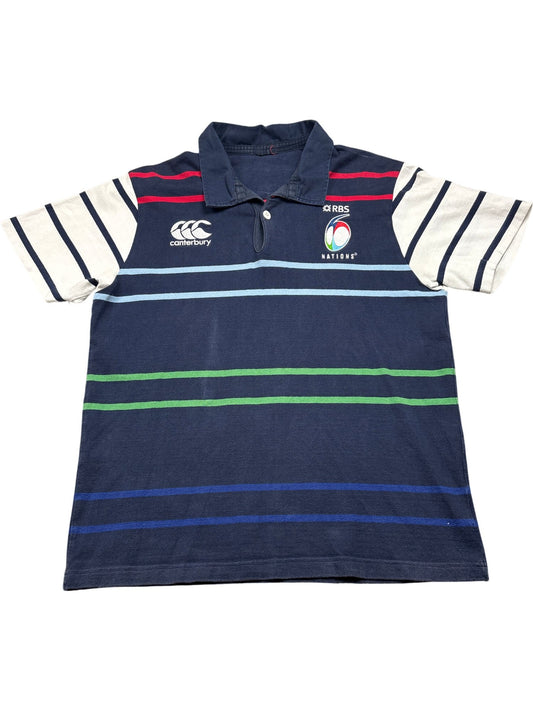 Vintage Navy Canterbury Rugby Polo Shirt RBS 6 Nations (M)