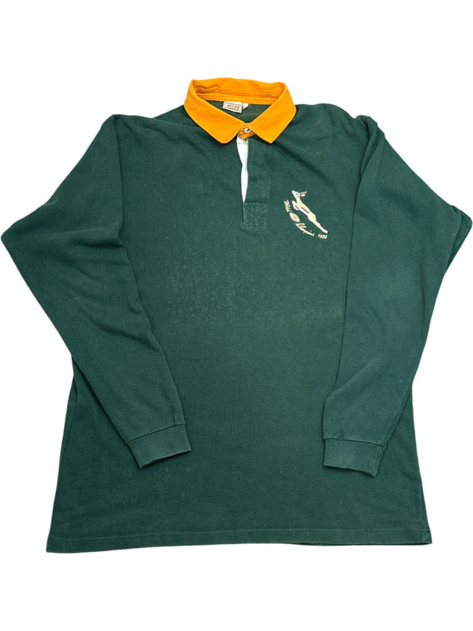 Vintage Green Rugby Shirt 1995 Mild Discoloration Spotting (L)