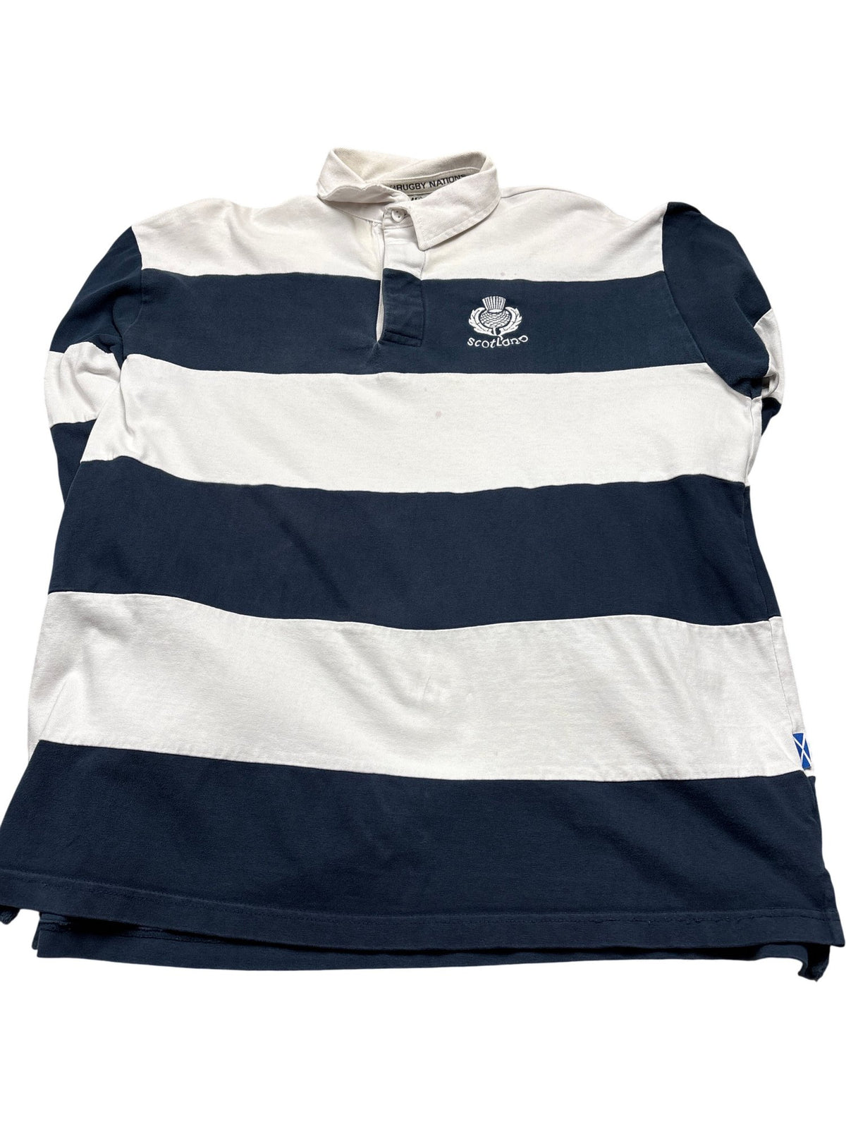 Vintage Navy Rugby Nations Rugby Shirt Scotland (XL)