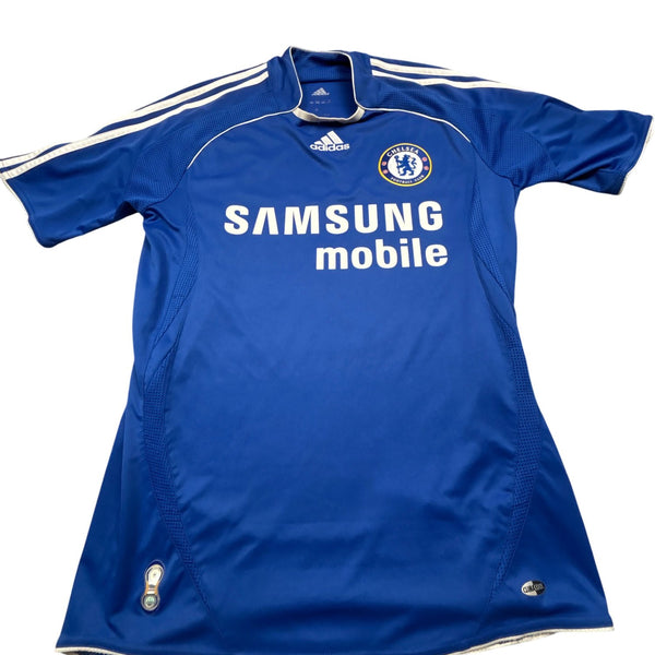 Vintage Blue Adidas Chelsea Football Jersey Drogba 2000s (M)