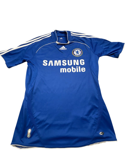 Vintage Blue Adidas Chelsea Football Jersey Drogba 2000s (M)