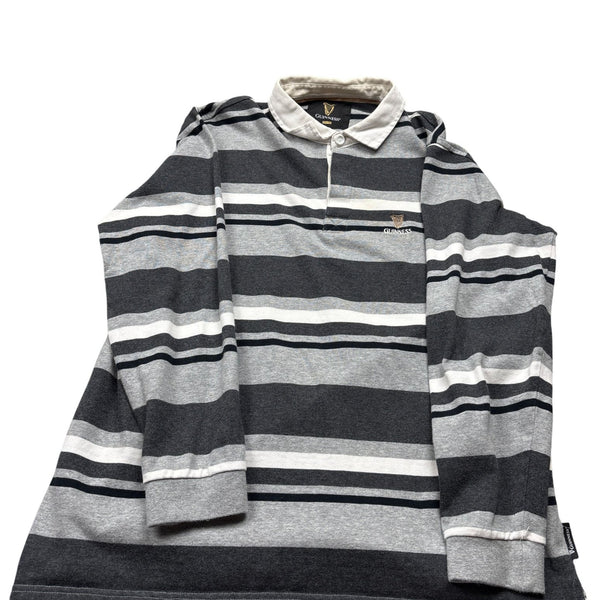 Vintage Grey Guinness Rugby Shirt Striped (M)