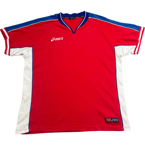 Vintage Red Asics Jersey Team Line 2000s (XL)