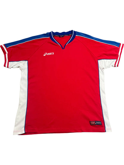 Vintage Red Asics Jersey Team Line 2000s (XL)
