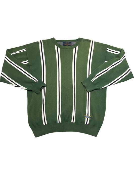 Vintage Green Tommy Hilfiger Sweater Striped (L)