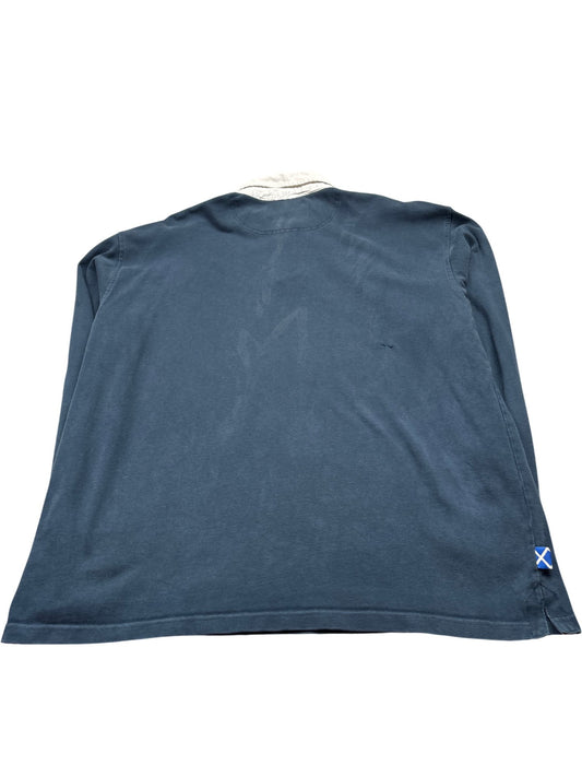 Vintage Blue Cotton Traders Rugby Shirt Scotland (L)